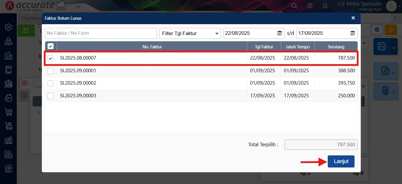 fitur penerimaan penjualan Accurate Online